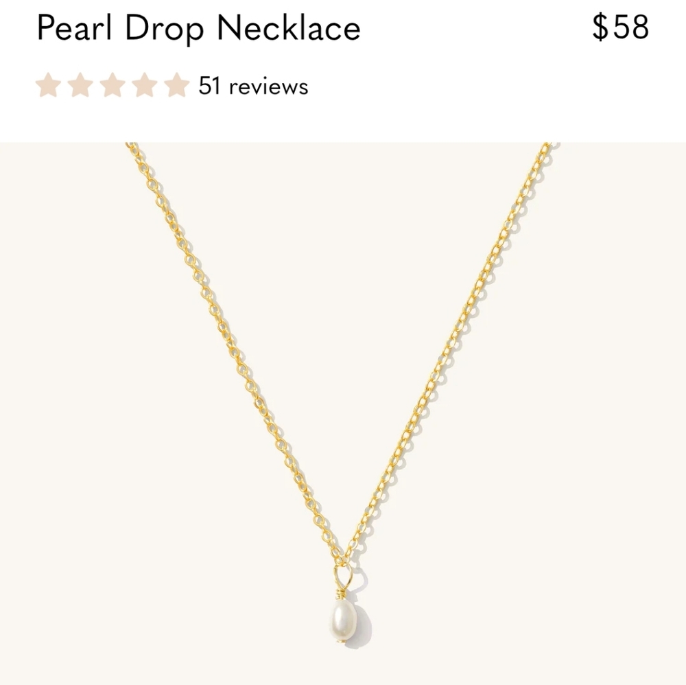 Gold Minimalist Necklace w/ Freshwater Pearl Pendant Waterproof & Hypoallergenic